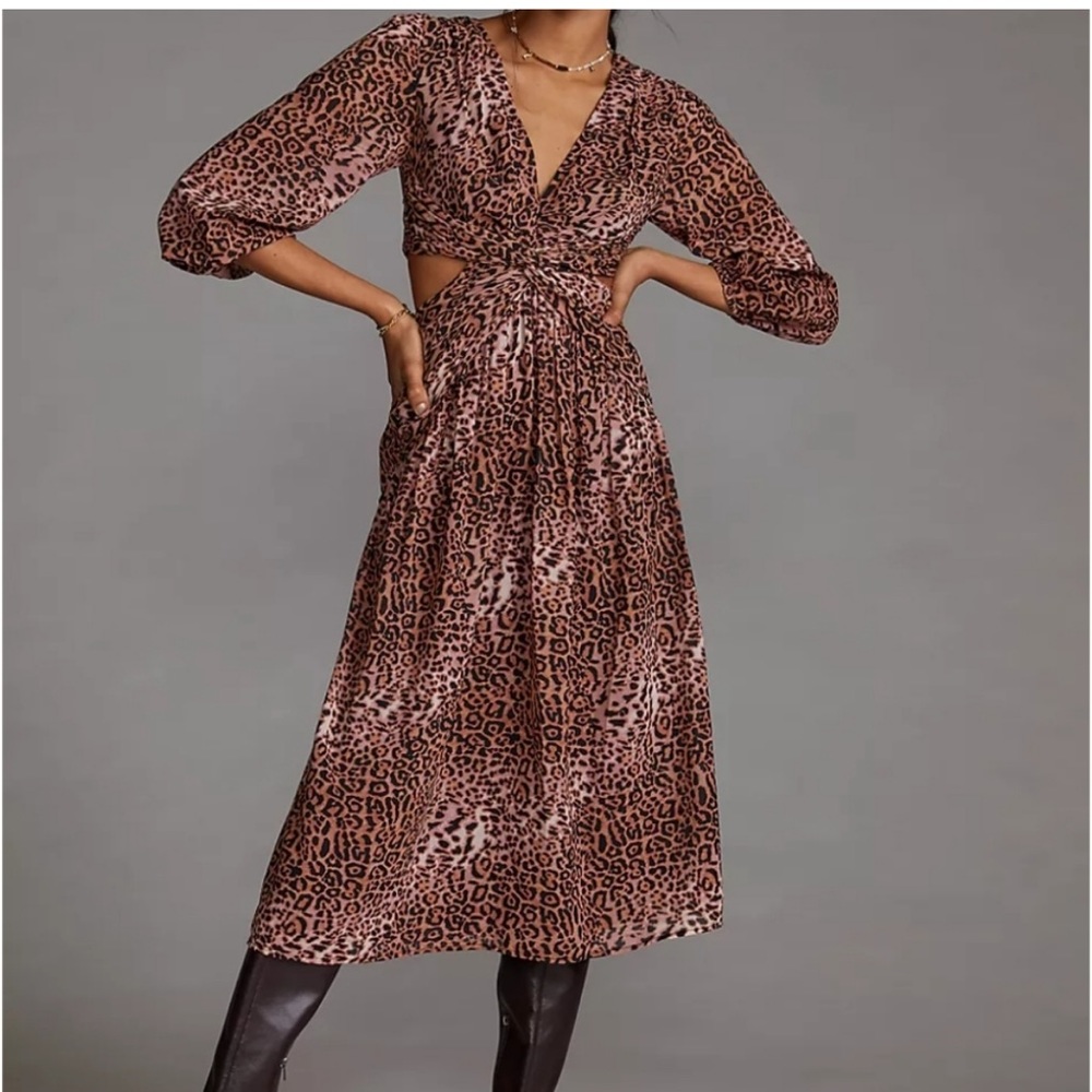 Anthropologie x ranna gill cheetah print dress with side cutouts nwt - Picture 2 of 6